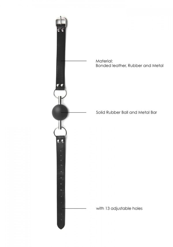 Solid Ball Gag   With Bonded Leather Straps - obrazek 4