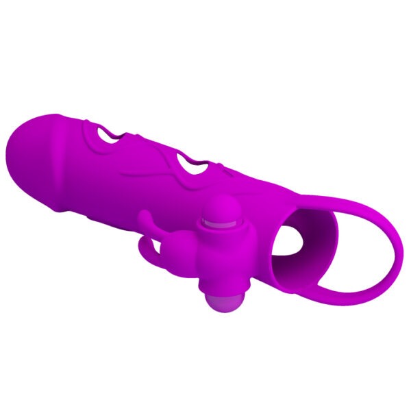 PRETTY LOVE   PENIS SLEEVE WITH BALL STRAP vibration PURPLE - obrazek 4