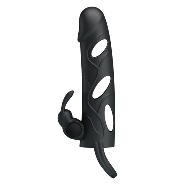 PRETTY LOVE   PENIS SLEEVE WITH BALL STRAP vibration BLACK - obrazek 4