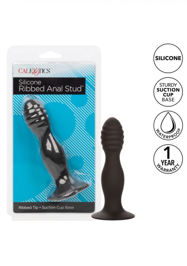 Ribbed Anal Stud Black - obrazek 4