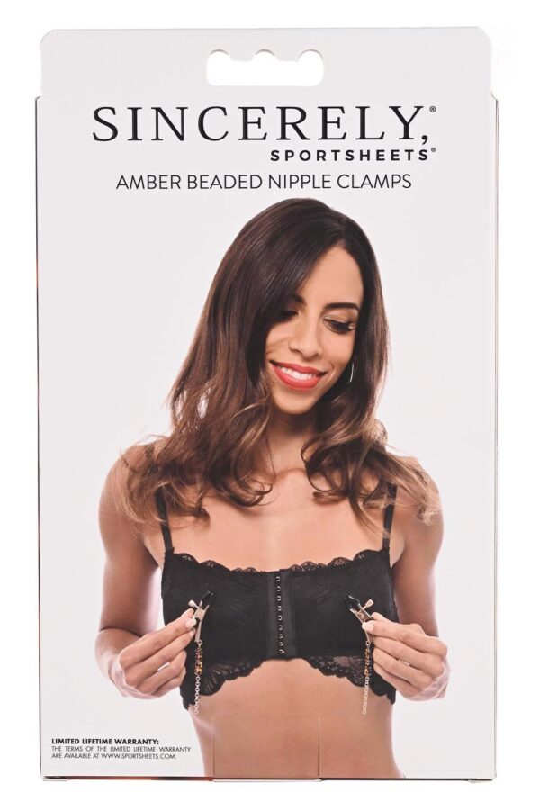 SPORTSHEETS AMBER BEADED NIPPLE CLAMPS - obrazek 4