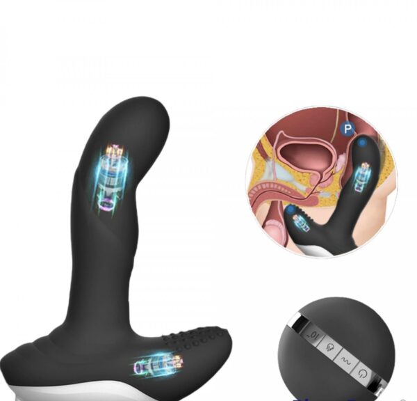 Luxury Play Prostate Stimulator – Silicone Usb Massager – 7 Function – Pulsator – Heating – Black - obrazek 4