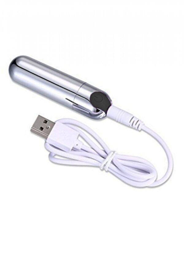 Wibrator Strong Bullet Vibrator Silver/Black USB 10 Function - obrazek 4