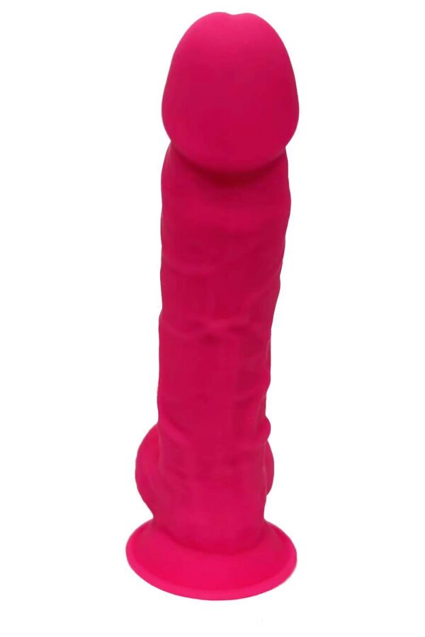 REAL LOVE DILDO WITH BALLS 7INCH FUCHSIA - obrazek 4