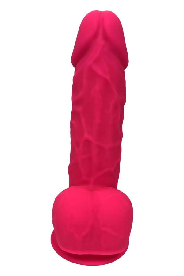 REAL LOVE DILDO WITH BALLS 8.5INCH FUCHSIA - obrazek 4