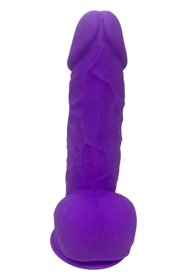 REAL LOVE DILDO WITH BALLS 8.5INCH PURPLE - obrazek 4