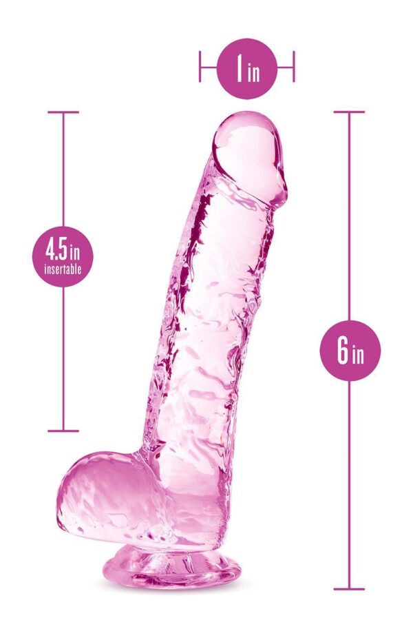 NATURALLY YOURS  6 CRYSTALLINE DILDO  ROSE - obrazek 4
