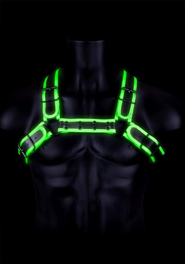 Buckle Bulldog Harness   GitD   Neon Green/Black   S/M - obrazek 4