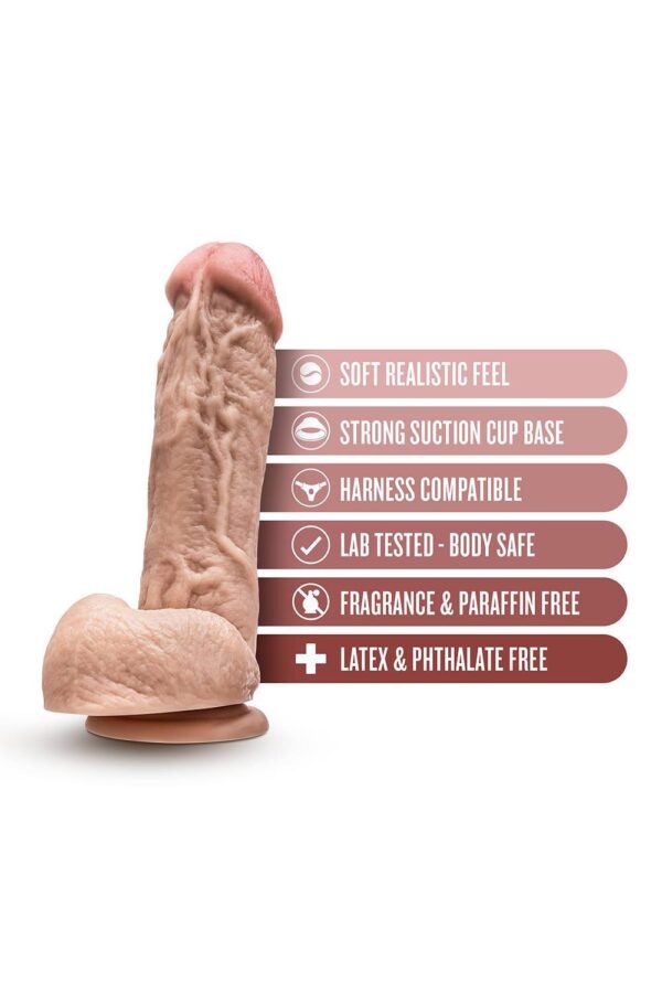 DR. SKIN MR. D 8.5 INCH DILDO WITH BALLS BEIGE - obrazek 4