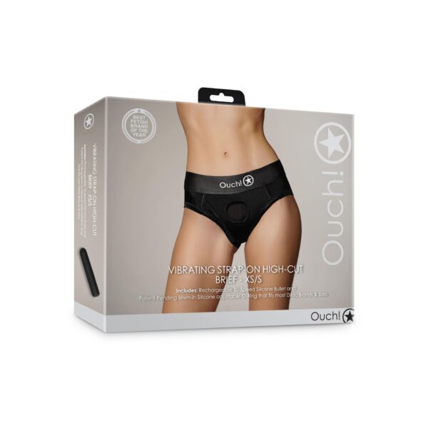 Vibrating Strap on High cut Brief   XS/S - obrazek 4