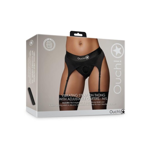 Vibrating Strap on Thong with Adjustable Garters   M/L - obrazek 4