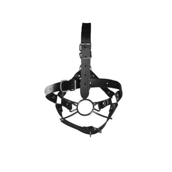 Head Harness with Spider Gag and Nose Hooks   Black - obrazek 4