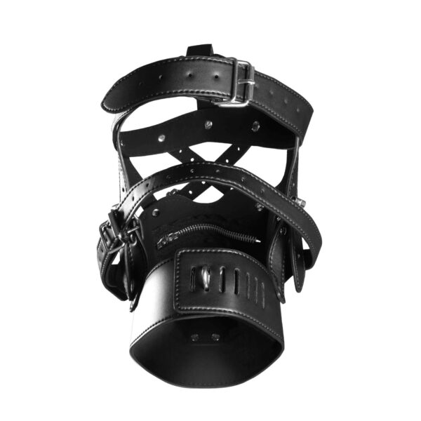 Head Harness with Zip up Mouth and Lock   Black - obrazek 4