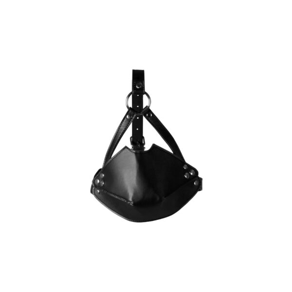 Head Harness with Mouth Cover and Solid Ball Gag   Black - obrazek 4
