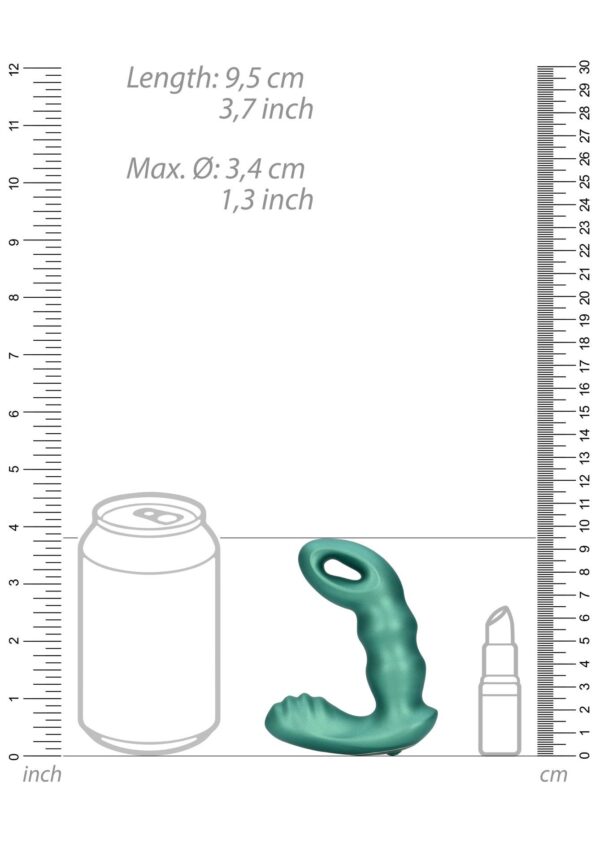 Beaded Vibrating Prostate Massager with Remote Control   Metallic Green - obrazek 4