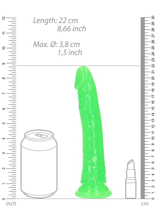 Slim Realistic Dildo with Suction Cup   Glow in the Dark   8 / 20 cm - obrazek 4