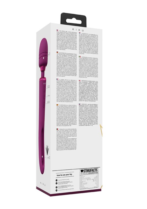 VIVE   Kiku   Rechargeable Double Ended Wand with Innovative G Spot Flapping Stimulator   Pink - obrazek 4