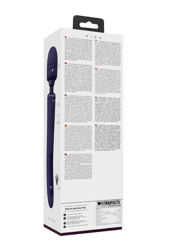 VIVE   Kiku   Rechargeable Double Ended Wand with Innovative G Spot Flapping Stimulator   Purple - obrazek 4