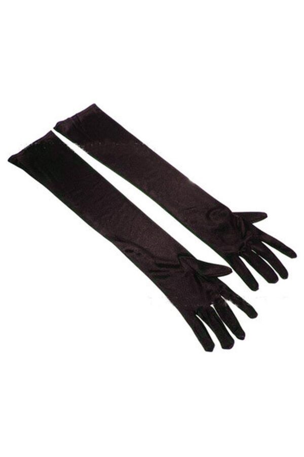 LONG BLACK SATIN GLOVES TU (Size: TU) - obrazek 4