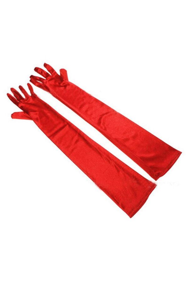 LONG SATIN RED GLOVES TU (Size: TU) - obrazek 4