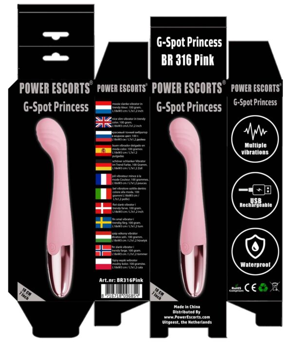 Power Escorts   Pink   G Spot Princess   18 Cm / 7 Inch Silicone G Spot Vibrator - obrazek 4