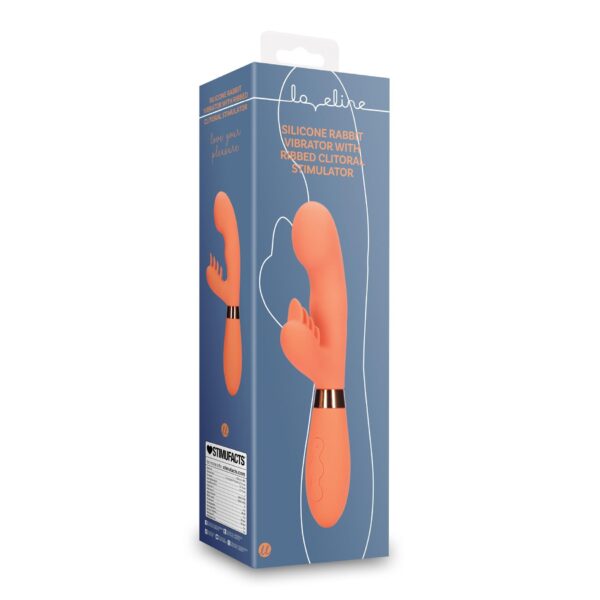 Silicone Rabbit Vibrator with Ribbed Clitoral Stimulator - obrazek 4