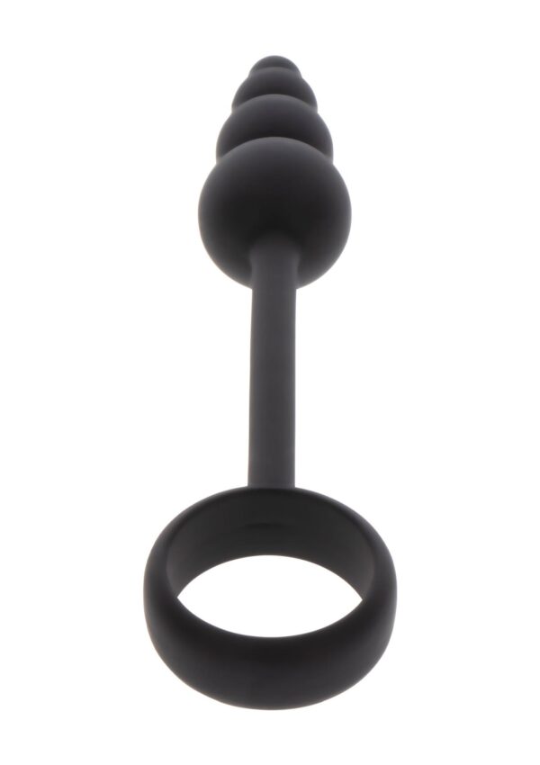 Anal Snake Plug & Penis Ring Black - obrazek 4