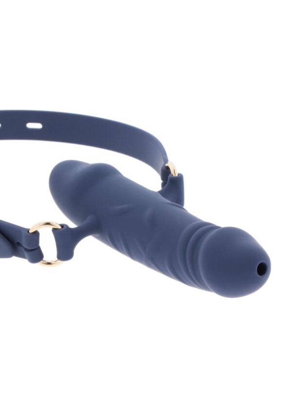 Silicone Breathable Penis Gag Blue - obrazek 4