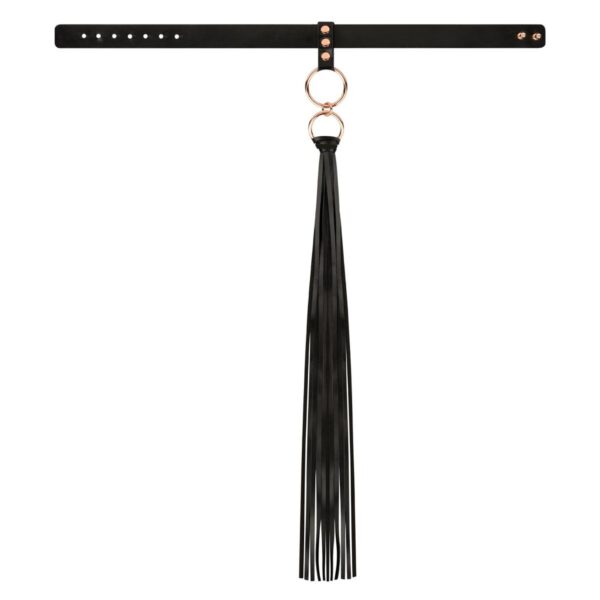 Rosy Gold   Collar with Flogger   Black - obrazek 4