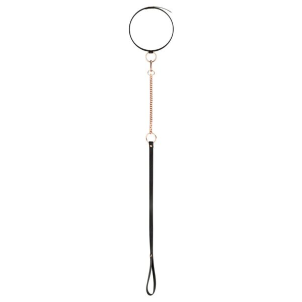Rosy Gold   Collar with Leash   Black - obrazek 4
