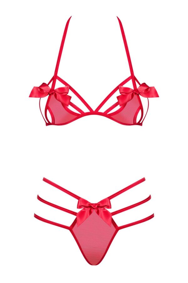 Bielizna Giftella komplet 2 częściowy czerwony  S/M - obrazek 5