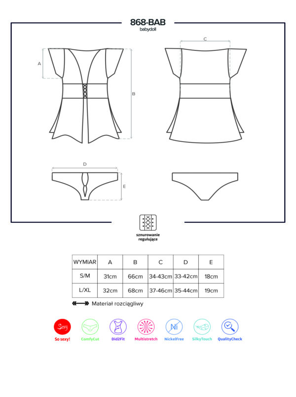 Bielizna 868 BAB 1 babydoll i figi L/XL - obrazek 5