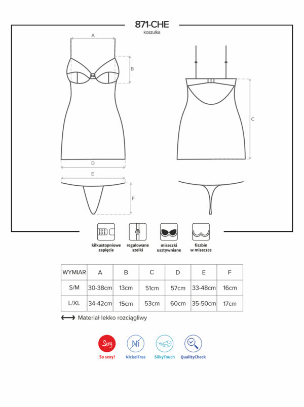 Bielizna 871 CHE 2 koszulka i stringi  S/M - obrazek 5