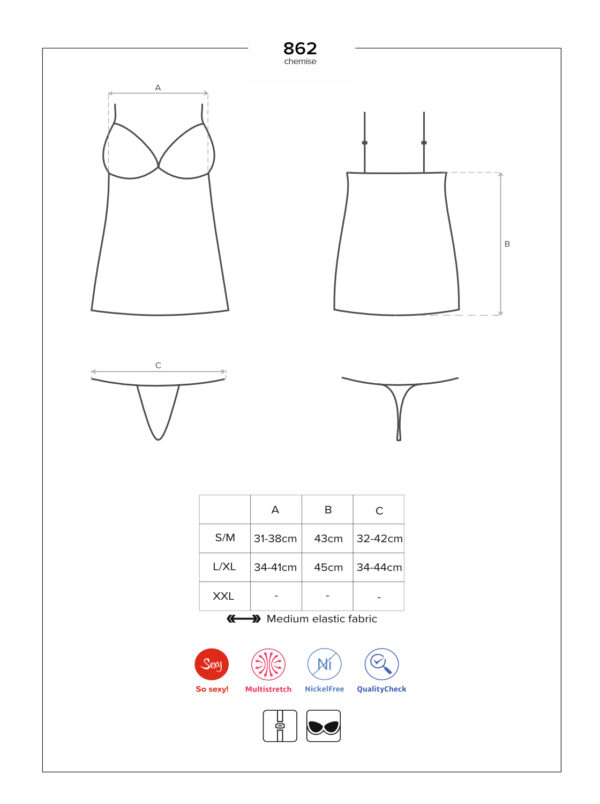 Bielizna  862 CHE 1 koszulka i stringi  S/M - obrazek 5