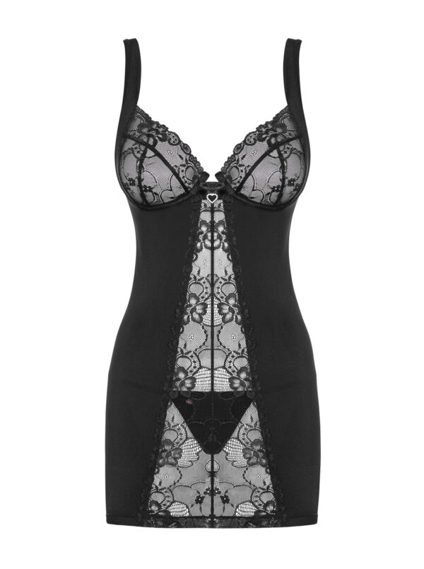 Bielizna Heartina koszulka i stringi czarna L/XL - obrazek 5