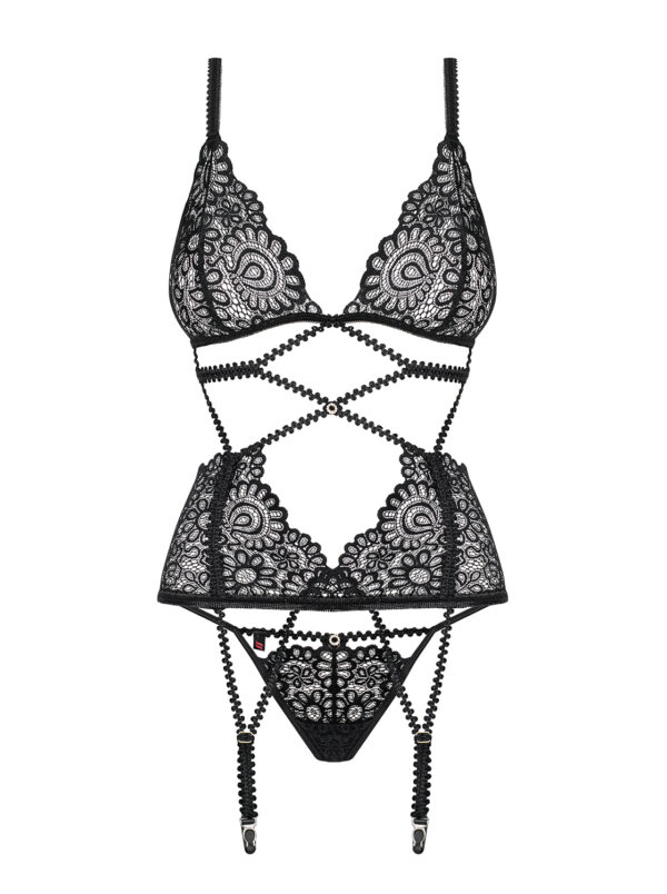 Bielizna Mixty gorset i stringi czarny L/XL - obrazek 5