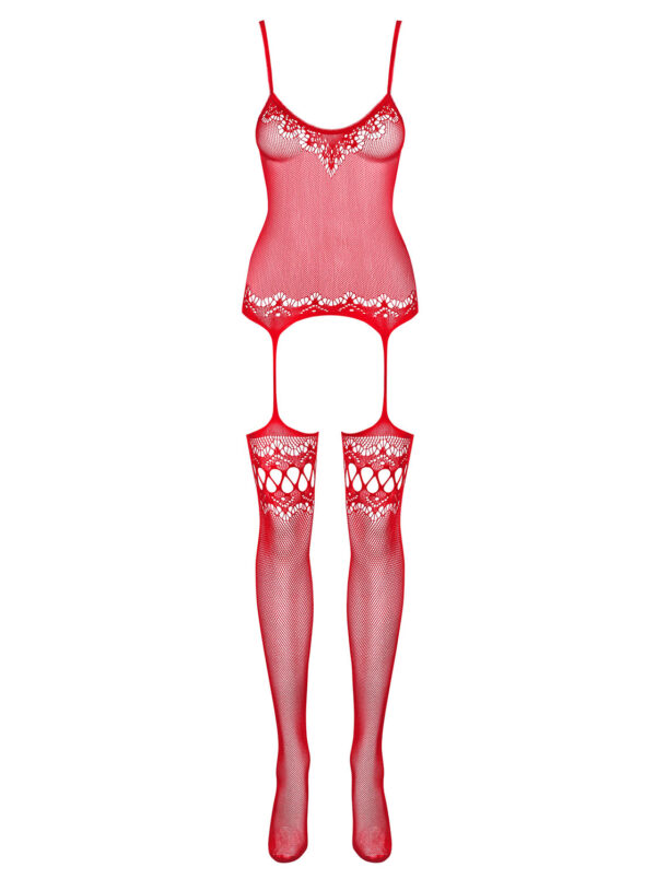 Bielizna Bodystocking F214 czerwony  S/M/L - obrazek 5