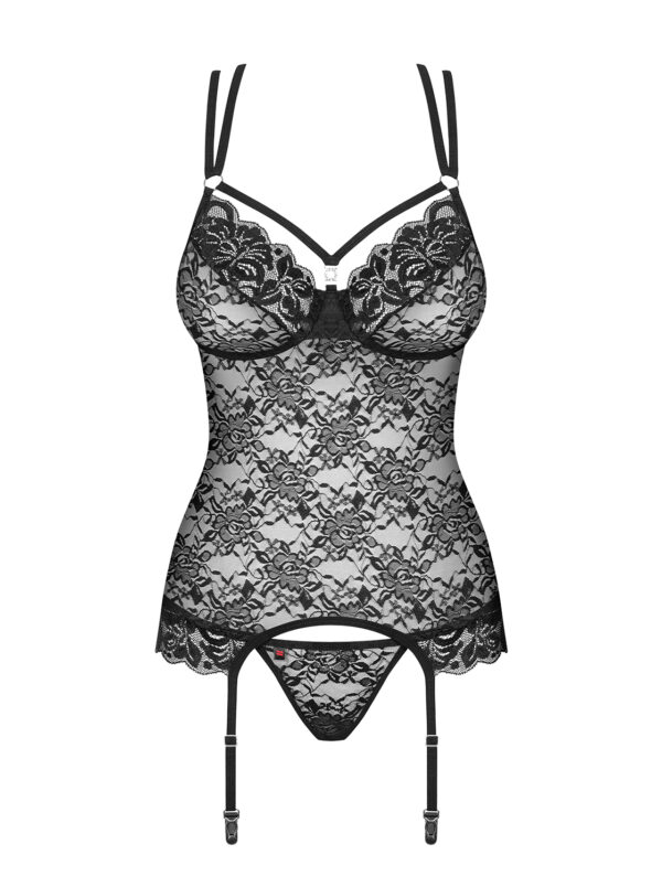 Bielizna 860 COR 1 gorset i stringi czarny  S/M - obrazek 5