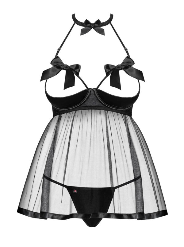 Bielizna Delishya babydoll i stringi czarna  S/M - obrazek 5