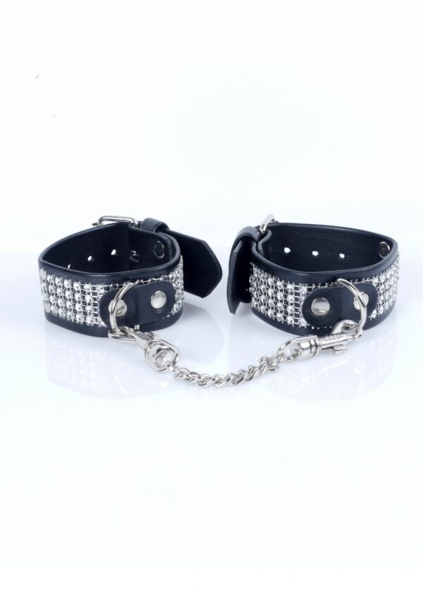 Fetish B   Series Handcuffs with cristals 3 cm Silver - obrazek 5