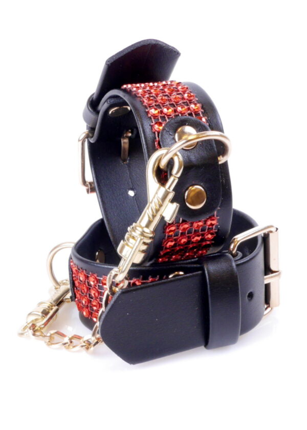 Fetish B   Series Handcuffs with cristals 3 cm Red Line - obrazek 5