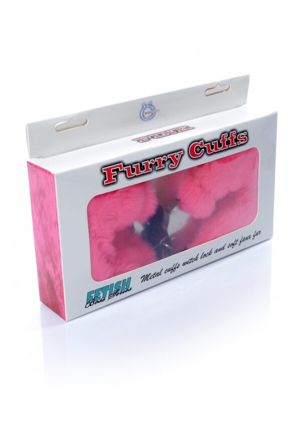 Kajdanki Fetish B   Series  Furry Cuffs Pink - obrazek 5