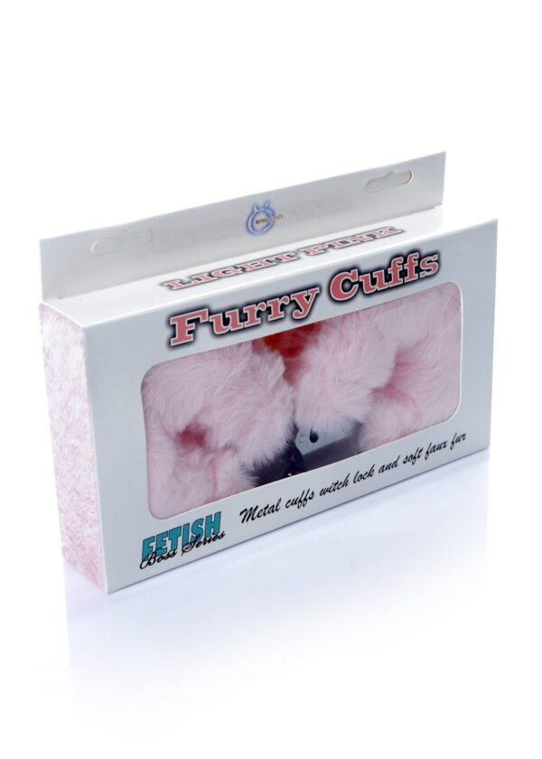 Kajdanki Fetish B   Series  Furry Cuffs Light Pink - obrazek 5