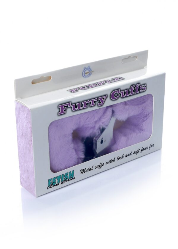 Kajdanki Fetish B   Series  Furry Cuffs Purple - obrazek 5