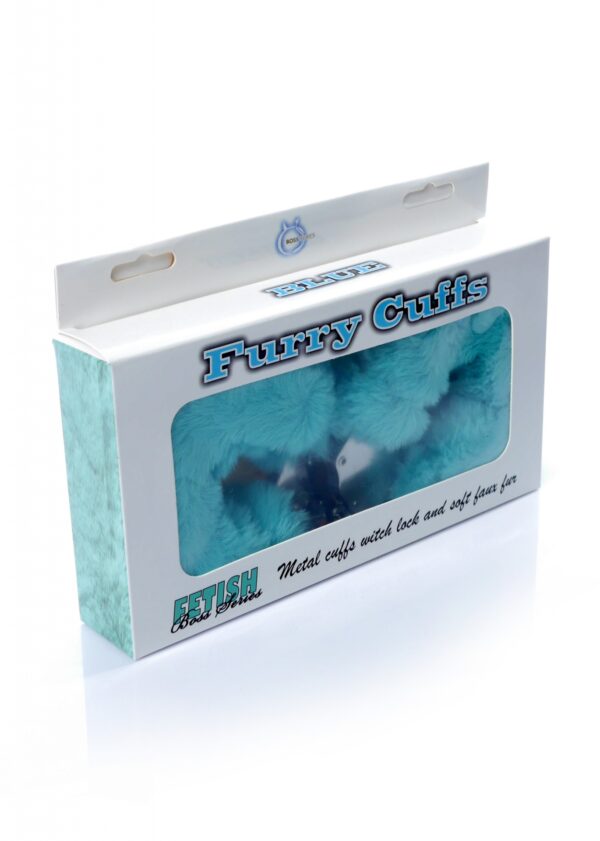 Kajdanki Fetish B   Series  Furry Cuffs Blue - obrazek 5