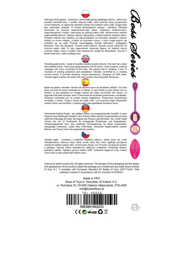 Vibrating Kegel Balls 32mm 80g Pink 10 function USB Remote Control   B   Series - obrazek 5