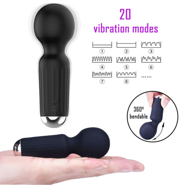 Stymulator Rechargeable Mini Masager USB 20 Functions   Black - obrazek 5