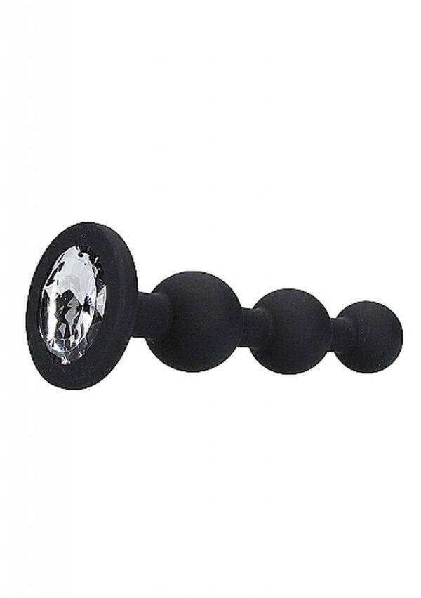 Silicone Beaded Diamond Butt Plug   Black - obrazek 5