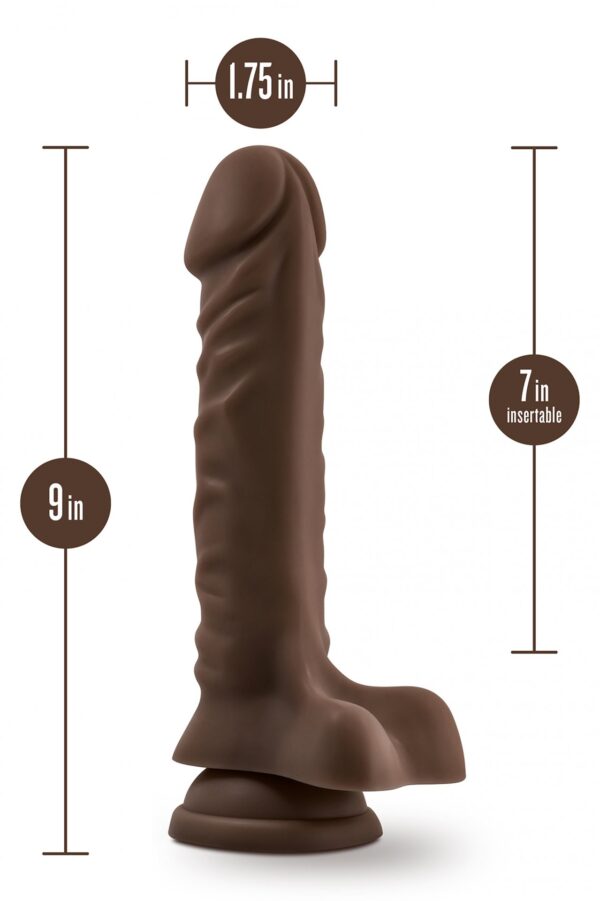 DR. SKIN PLUS 9 INCH POSABLE DILDO WITH BALLS CHOCOLATE - obrazek 5