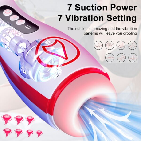 Masturbator   Vibrating  Masturbation Cup , 7 Suction Power, 7 Vibration Setting - obrazek 5